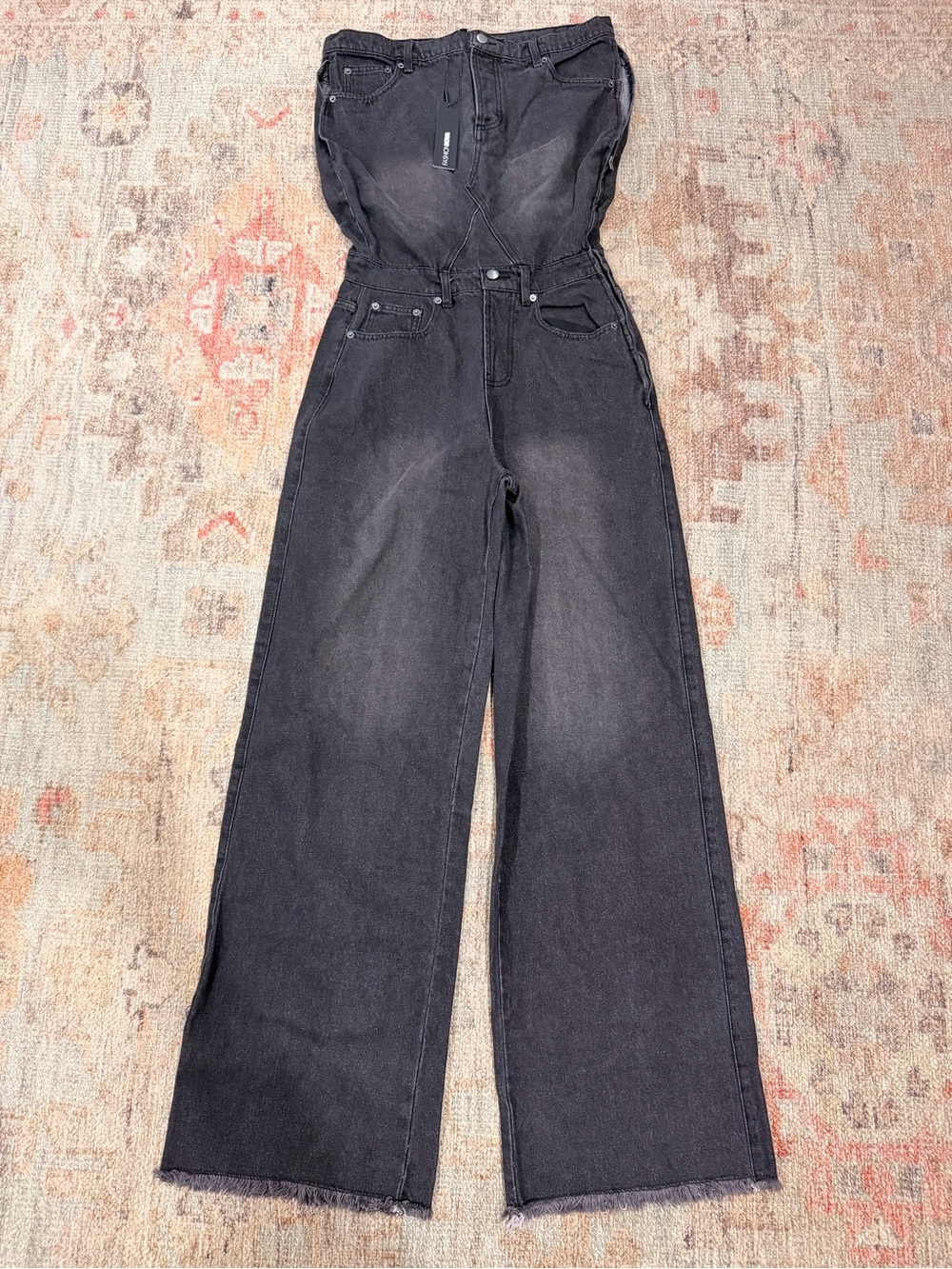 Fashion Nova Black Washed Wide-Leg Jeans